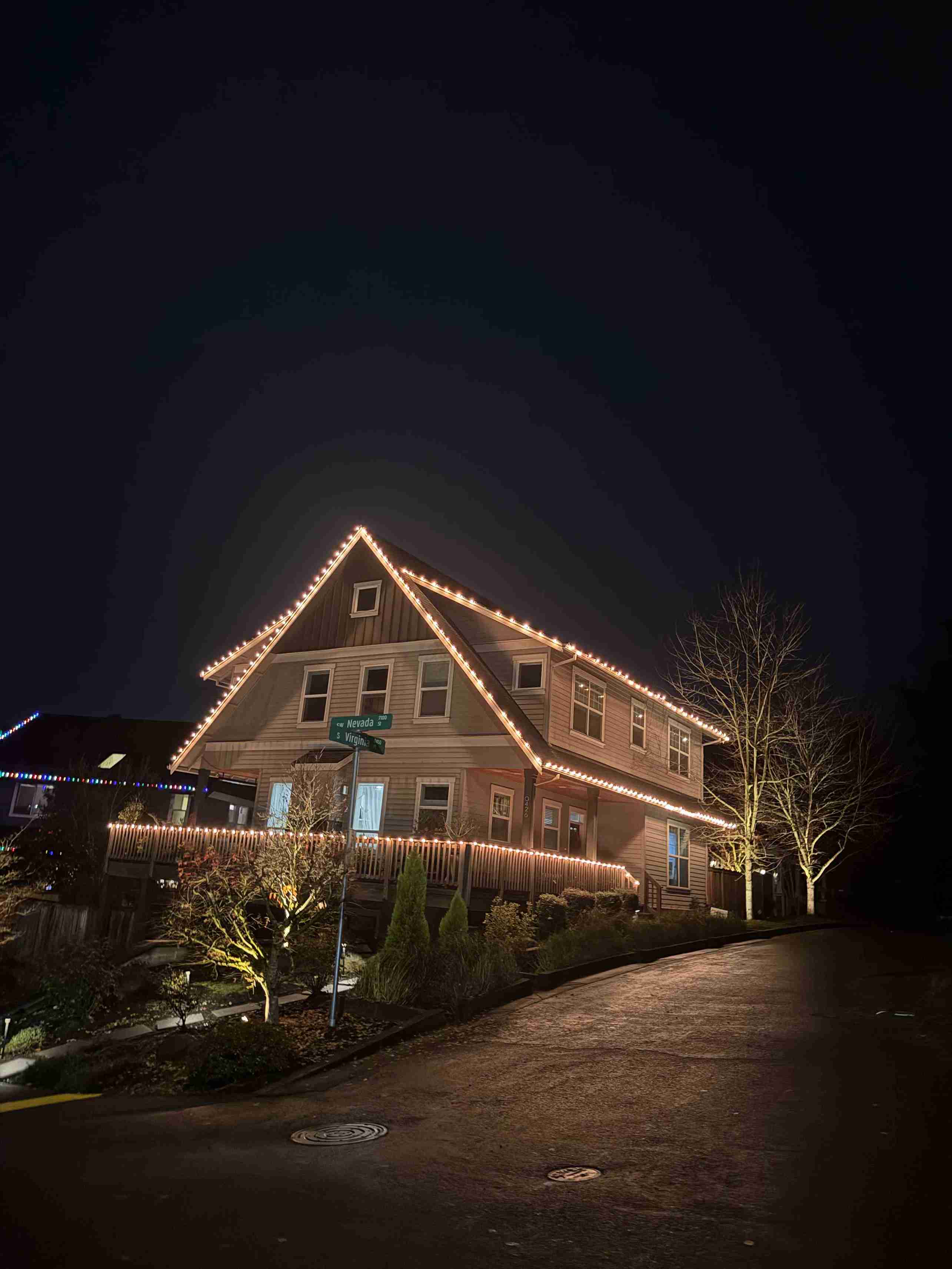 Professional holiday and exterior lighting on a home