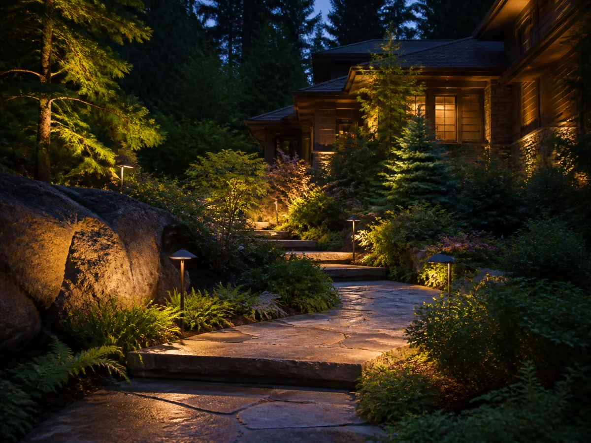 Professional landscape lighting installation