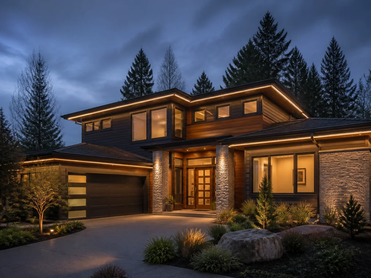 Permanent architectural roofline lighting